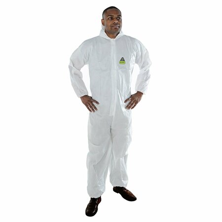 CORDOVA DEFENDER II Microporous Coverall, Elastic Wrists, Elastic Ankles, with Hood, L, 12PK MP300L